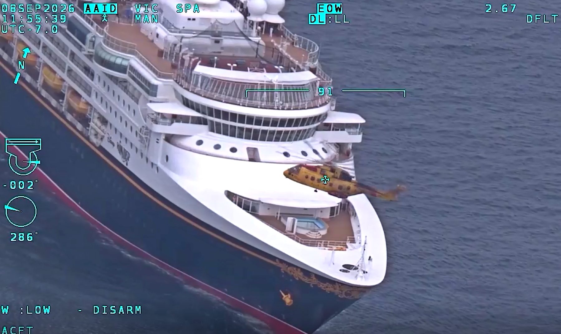 Video image of dramatic rescue on Disney Wonder