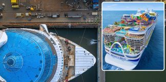 Hero of the Seas in shipyard and rendering