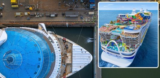 Royal Caribbean Just Added Two Brand-New Sailings to Hero of the Seas (Sooner Than Expected) Hero of the Seas in shipyard and rendering