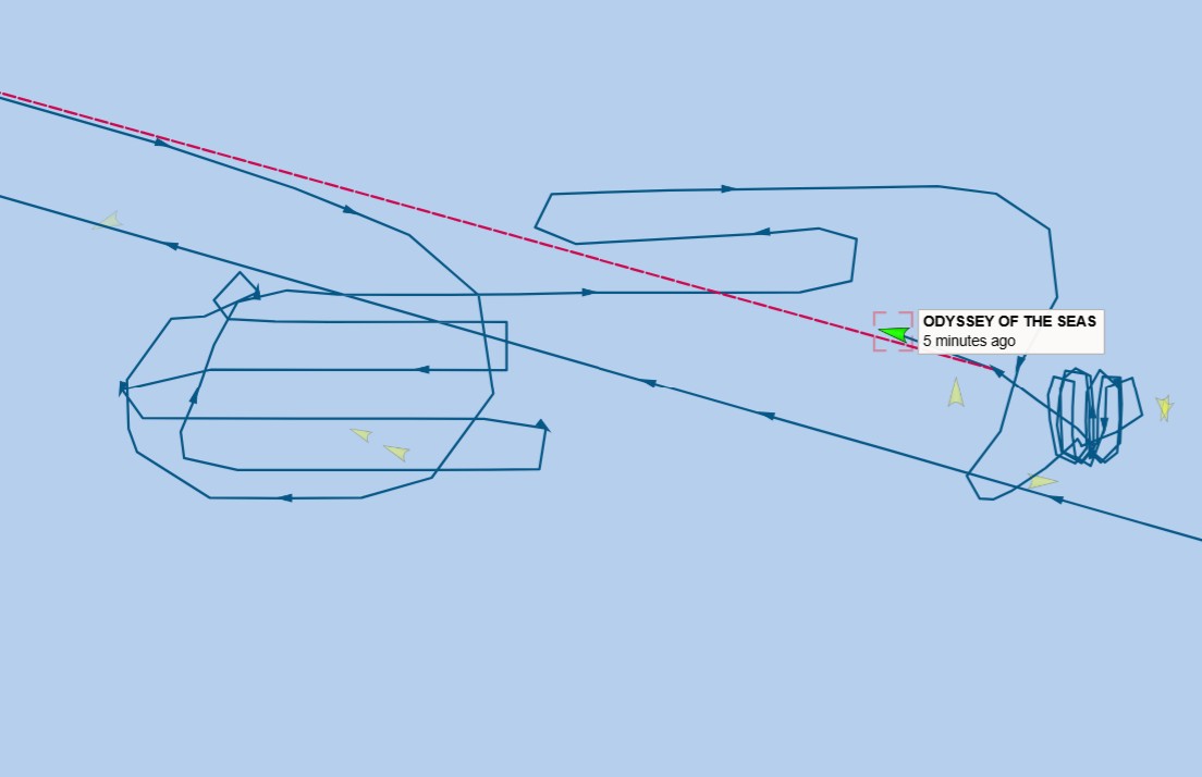VesselFinder location of Odyssey of the Seas 550pm